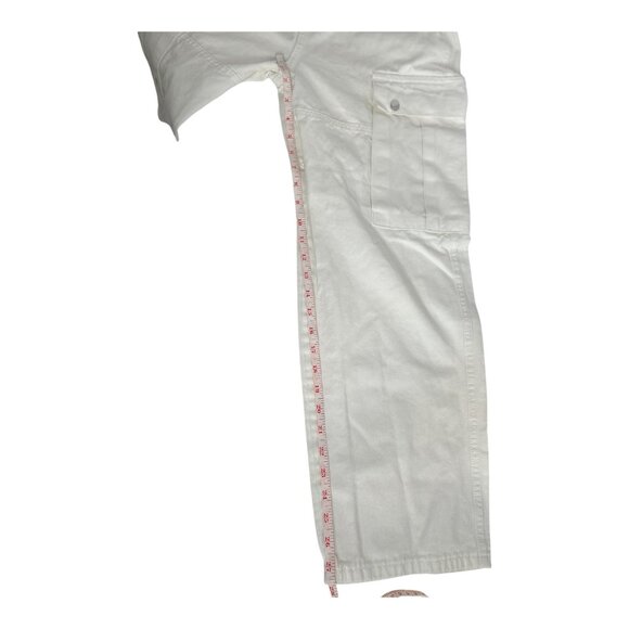 Women's Cargo Wide Leg 100% Cotton Pants Off White Size 26 Preppy Y2k Baggy - Picture 6 of 6